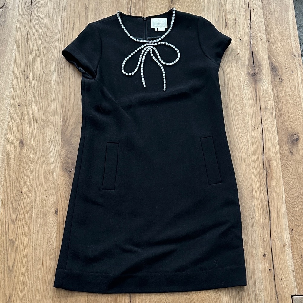 Kate Spade Black Dress withRhinestone Bow Accent